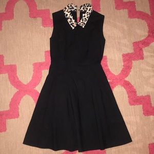 Kate Spade Black dress w/ cheetah collar sz 0